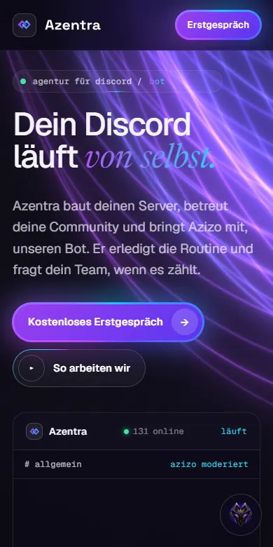 Startseite von Azentra am Handy